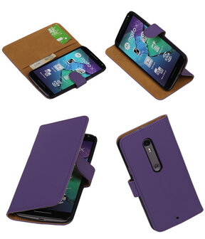 Paars Effen booktype cover hoesje voor Motorola Moto X Style