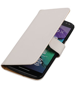 Wit Effen booktype cover hoesje voor Motorola Moto X Style