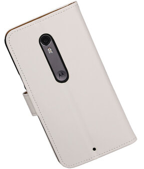 Wit Effen booktype cover hoesje voor Motorola Moto X Style