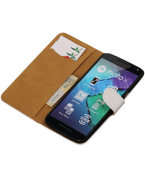 Wit Effen booktype cover hoesje voor Motorola Moto X Style