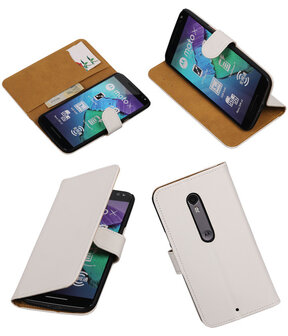 Wit Effen booktype cover hoesje voor Motorola Moto X Style