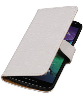 Wit Krokodil booktype cover hoesje voor Motorola Moto X Style