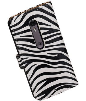 Zebra booktype cover hoesje voor Motorola Moto X Style