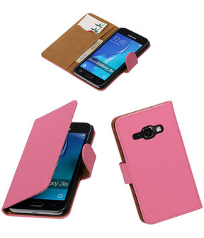 Roze Effen booktype cover hoesje voor Samsung Galaxy J1 (2016)