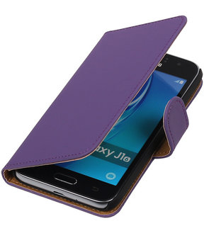 Paars Effen booktype cover hoesje voor Samsung Galaxy J1 (2016)