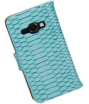 Turquoise Slang booktype cover hoesje voor Samsung Galaxy J1 (2016)