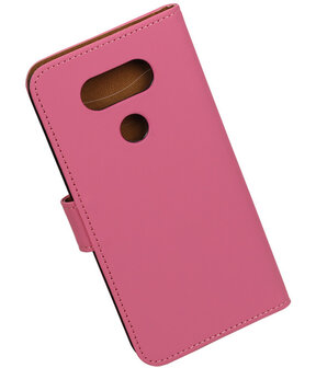 Roze Effen booktype cover hoesje voor LG G5