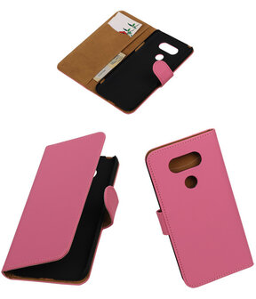 Roze Effen booktype cover hoesje voor LG G5