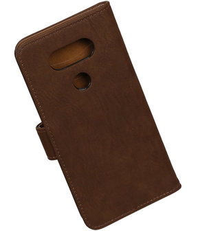 Bruin Hout booktype cover hoesje voor LG G5