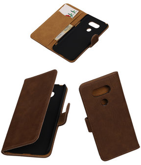 Bruin Hout booktype cover hoesje voor LG G5