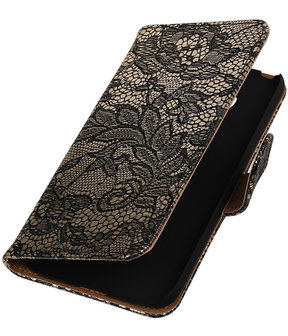 Zwart Lace booktype cover hoesje voor LG G5