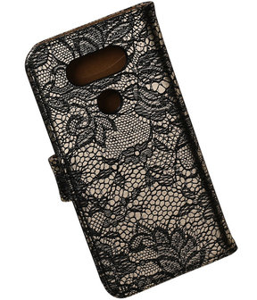 Zwart Lace booktype cover hoesje voor LG G5