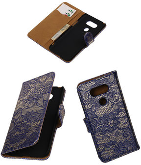 Blauw Lace booktype cover hoesje voor LG G5
