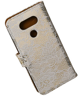 Wit Lace booktype cover hoesje voor LG G5