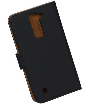 Zwart Effen booktype cover hoesje voor LG K7