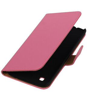 Roze Effen booktype cover hoesje voor LG K7