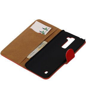 Rood Effen booktype cover hoesje voor LG K7