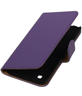 Paars Effen booktype cover hoesje voor LG K7