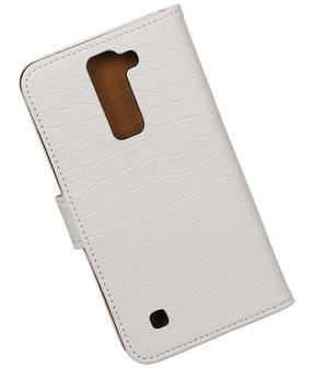 Wit Krokodil booktype cover hoesje voor LG K7