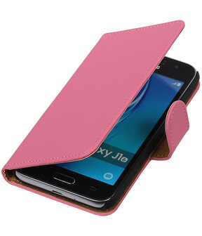 Roze Effen booktype cover hoesje voor Samsung Galaxy J1 Nxt