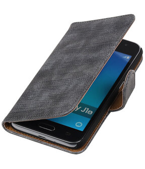 Grijs Mini Slang booktype cover hoesje voor Samsung Galaxy J1 Nxt