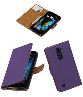 Paars Effen booktype cover hoesje voor LG K10