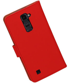 Rood Effen booktype cover hoesje voor LG K10