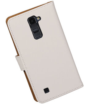 Wit Effen booktype cover hoesje voor LG K10