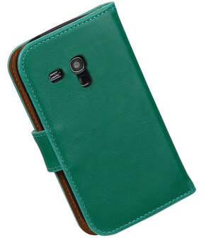 Groen Pull-Up PU booktype wallet cover hoesje voor Samsung Galaxy S3 Mini