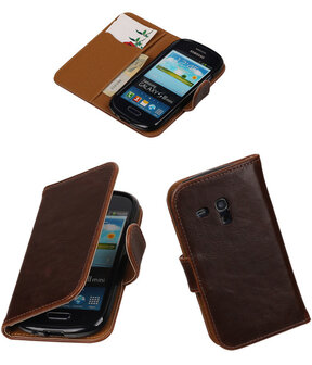 Mocca Pull-Up PU booktype wallet cover hoesje voor Samsung Galaxy S3 Mini