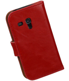 Rood Pull-Up PU booktype wallet cover hoesje voor Samsung Galaxy S3 Mini