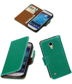 Groen Pull-Up PU booktype wallet cover hoesje voor Samsung Galaxy S4 Mini