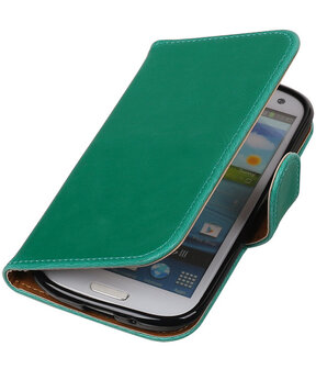 Groen Pull-Up PU booktype wallet cover hoesje voor Samsung Galaxy S3