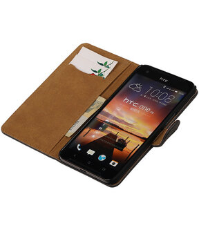 Grijs Hout booktype cover hoesje voor HTC One X9