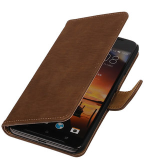 Bruin Hout booktype cover hoesje voor HTC One X9