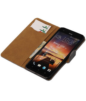 Grijs Mini Slang booktype cover hoesje voor HTC One X9