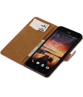 Roze Mini Slang booktype cover hoesje voor HTC One X9