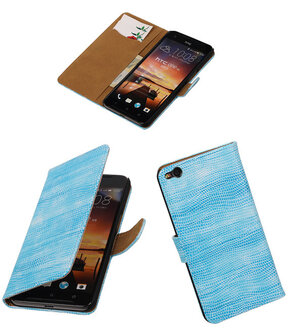 Turquoise Mini Slang booktype cover hoesje voor HTC One X9