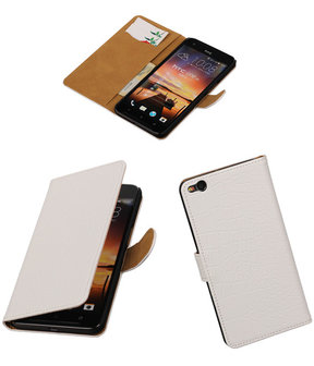 Wit Krokodil booktype cover hoesje voor HTC One X9