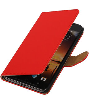 Rood Effen booktype cover hoesje voor HTC One X9