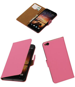 Roze Effen booktype cover hoesje voor HTC One X9