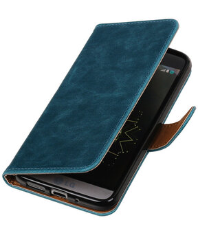 Blauw Pull-Up PU booktype wallet cover hoesje voor LG G5