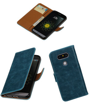 Blauw Pull-Up PU booktype wallet cover hoesje voor LG G5