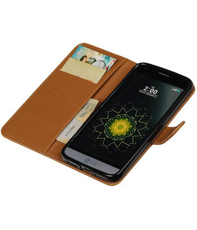 Bruin Pull-Up PU booktype wallet cover hoesje voor LG G5