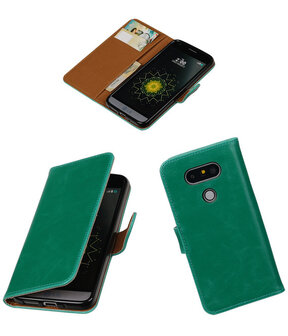 Groen Pull-Up PU booktype wallet cover hoesje voor LG G5