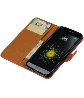 Rood Pull-Up PU booktype wallet cover hoesje voor LG G5
