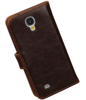 Mocca Pull-Up PU booktype wallet cover hoesje voor Samsung Galaxy S4