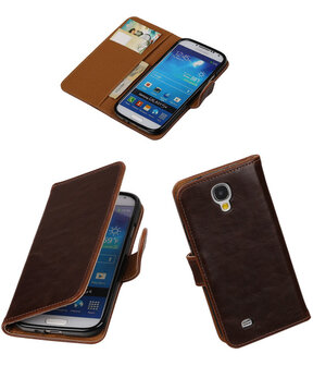 Mocca Pull-Up PU booktype wallet cover hoesje voor Samsung Galaxy S4