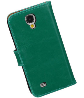 Groen Pull-Up PU booktype wallet cover hoesje voor Samsung Galaxy S4