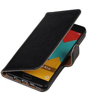 Zwart Pull-Up PU booktype wallet cover hoesje voor Samsung Galaxy A5 2016